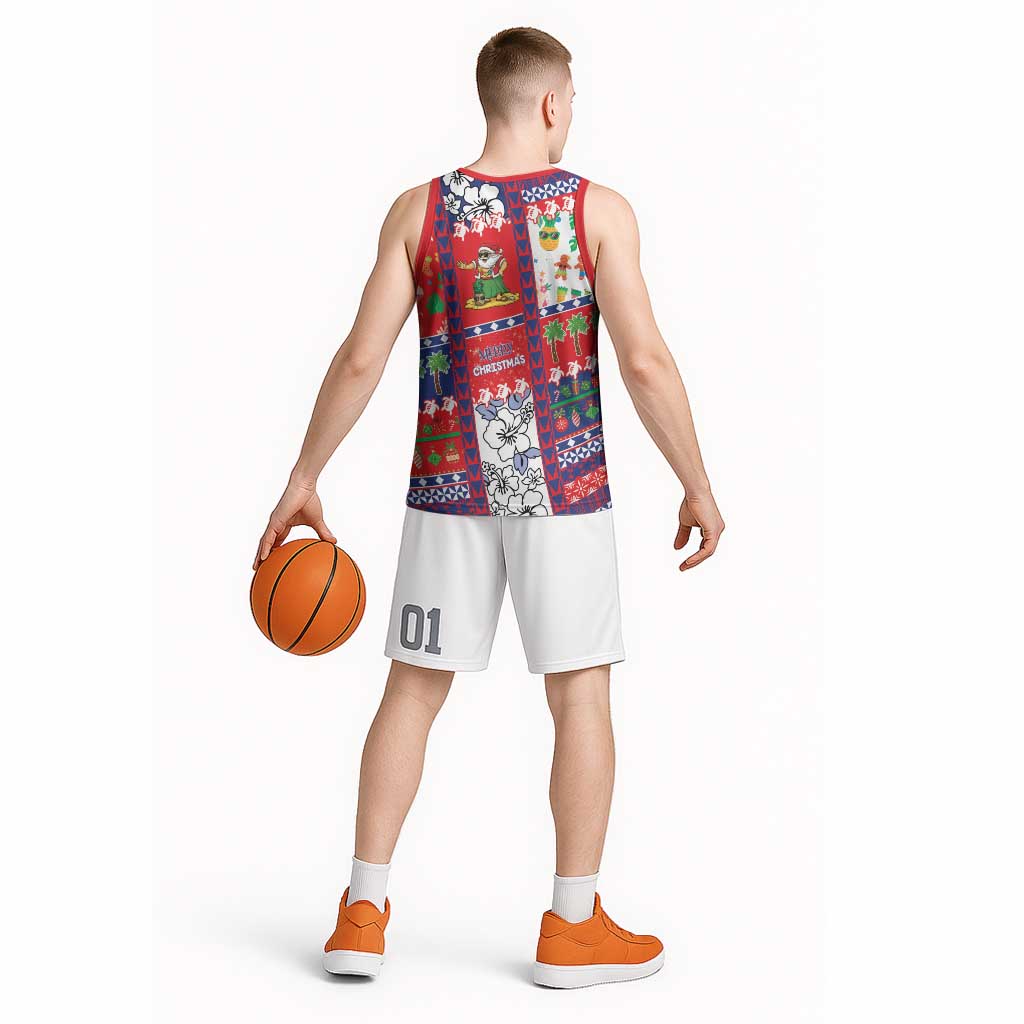 Wallis And Futuna Christmas Basketball Jersey Festive Beach Vibes - Polynesian Pride