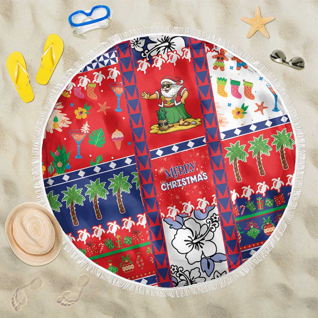 Wallis And Futuna Christmas Beach Blanket Festive Beach Vibes - Polynesian Pride