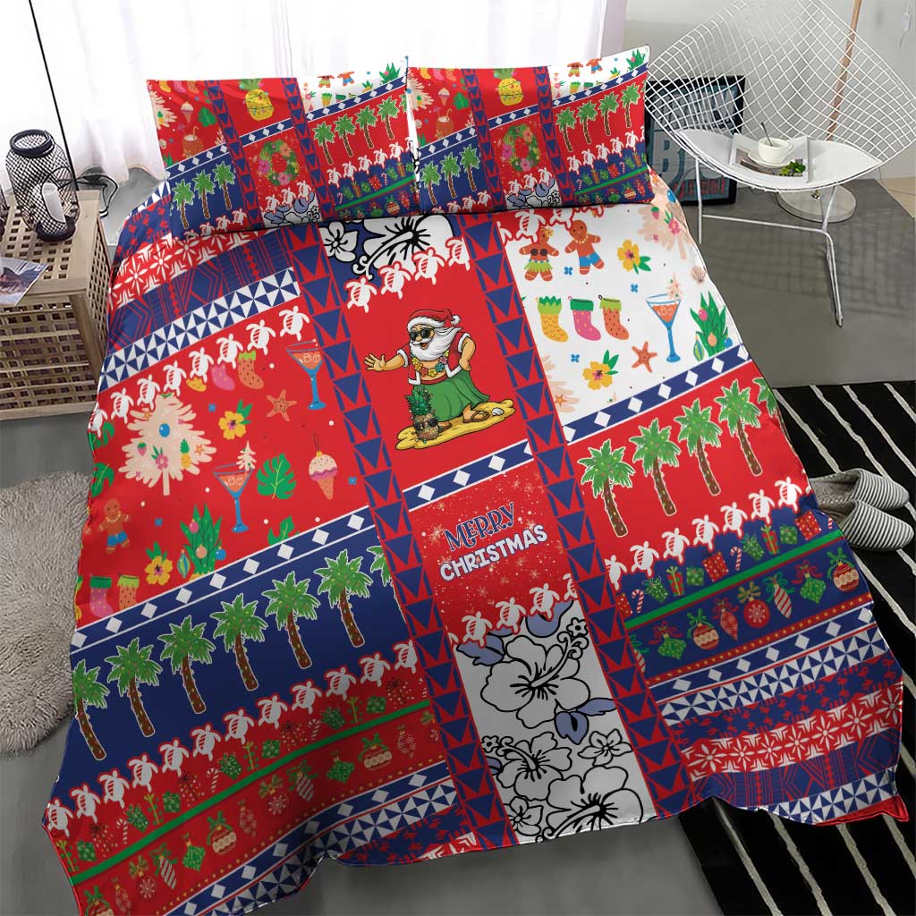 Wallis And Futuna Christmas Bedding Set Festive Beach Vibes - Polynesian Pride