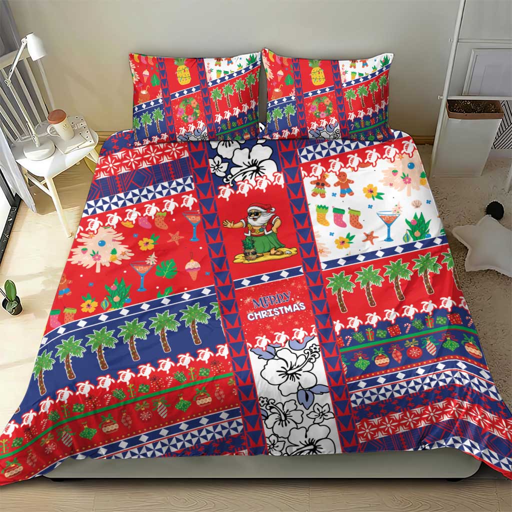Wallis And Futuna Christmas Bedding Set Festive Beach Vibes - Polynesian Pride