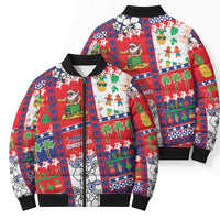 Wallis And Futuna Christmas Bomber Puffer Jacket Festive Beach Vibes - Polynesian Pride