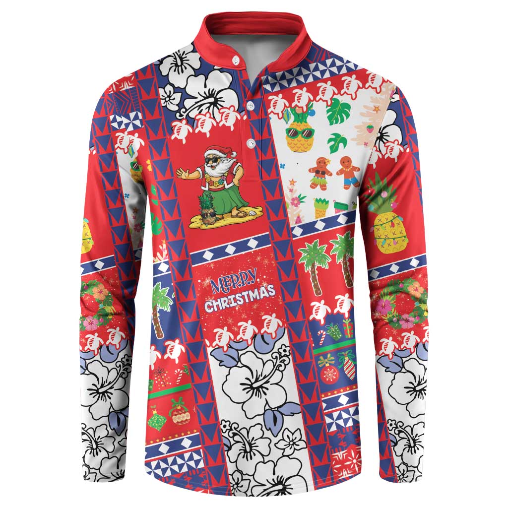 Wallis And Futuna Christmas Button Sweatshirt Festive Beach Vibes - Polynesian Pride