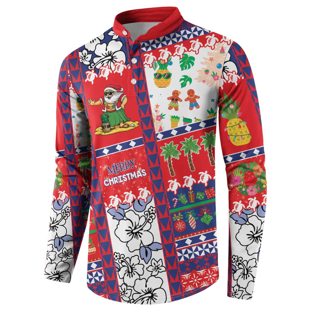 Wallis And Futuna Christmas Button Sweatshirt Festive Beach Vibes - Polynesian Pride