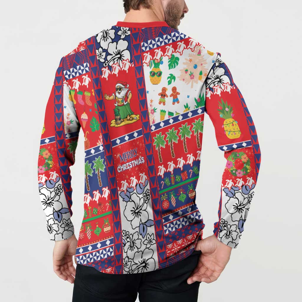 Wallis And Futuna Christmas Button Sweatshirt Festive Beach Vibes - Polynesian Pride