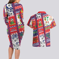 Wallis And Futuna Christmas Couples Matching Long Sleeve Bodycon Dress and Hawaiian Shirt Festive Beach Vibes - Polynesian Pride