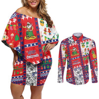 Wallis And Futuna Christmas Couples Matching Off Shoulder Short Dress and Long Sleeve Button Shirt Festive Beach Vibes - Polynesian Pride