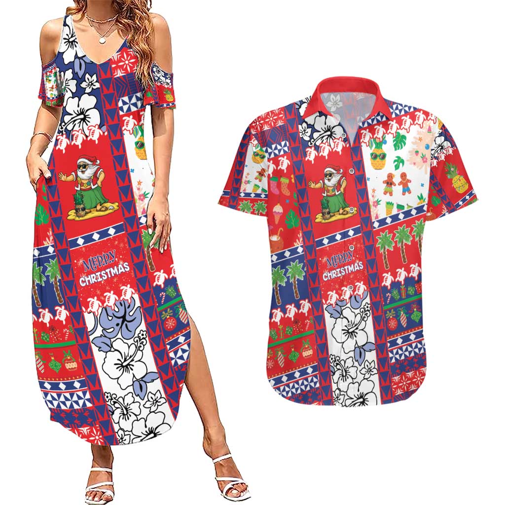 Wallis And Futuna Christmas Couples Matching Summer Maxi Dress and Hawaiian Shirt Festive Beach Vibes - Polynesian Pride