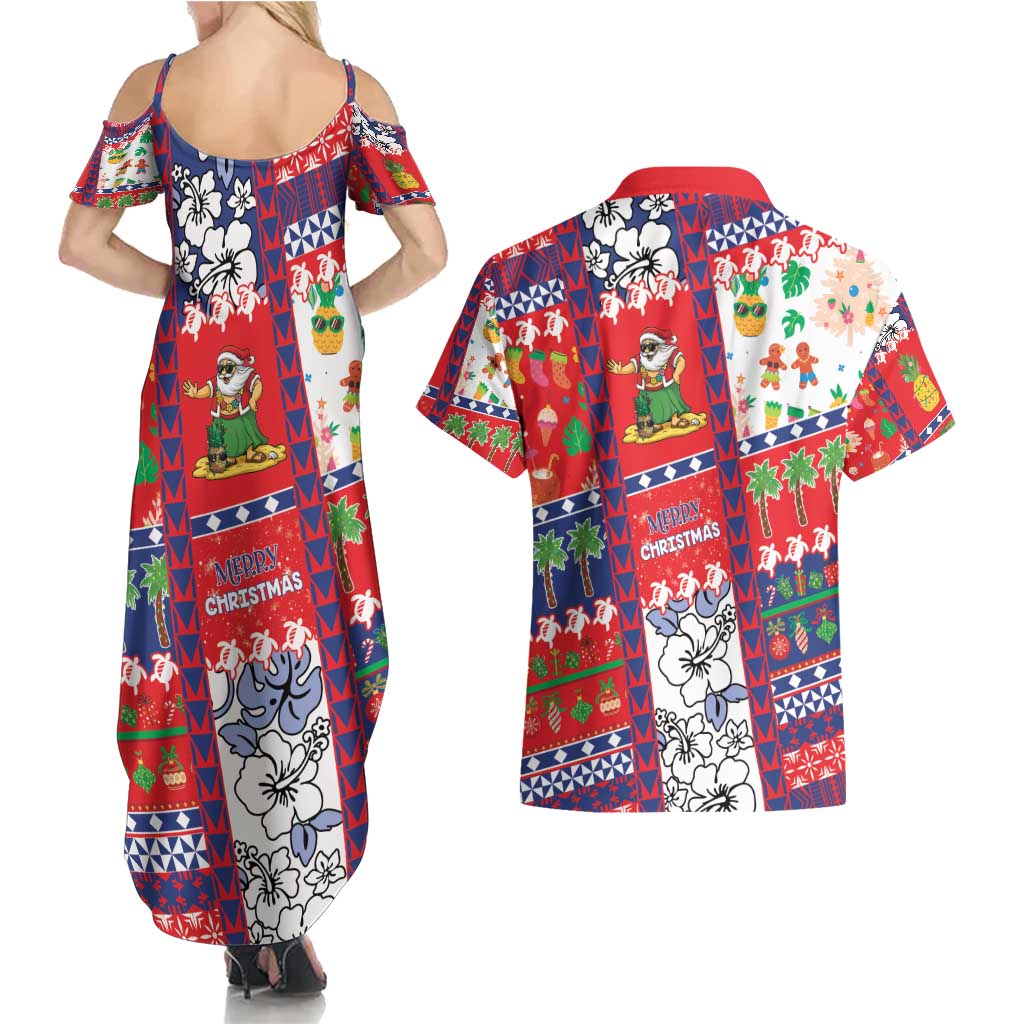 Wallis And Futuna Christmas Couples Matching Summer Maxi Dress and Hawaiian Shirt Festive Beach Vibes - Polynesian Pride