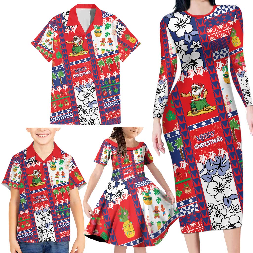 Wallis And Futuna Christmas Family Matching Long Sleeve Bodycon Dress and Hawaiian Shirt Festive Beach Vibes - Polynesian Pride