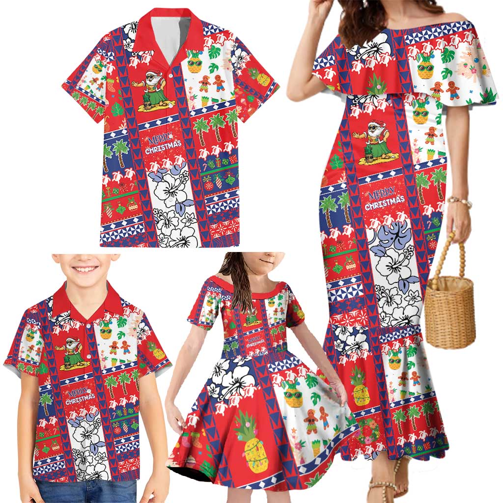 Wallis And Futuna Christmas Family Matching Mermaid Dress and Hawaiian Shirt Festive Beach Vibes - Polynesian Pride