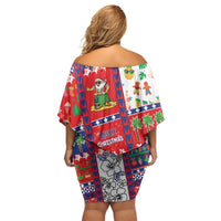 Wallis And Futuna Christmas Family Matching Off Shoulder Short Dress and Hawaiian Shirt Festive Beach Vibes - Polynesian Pride