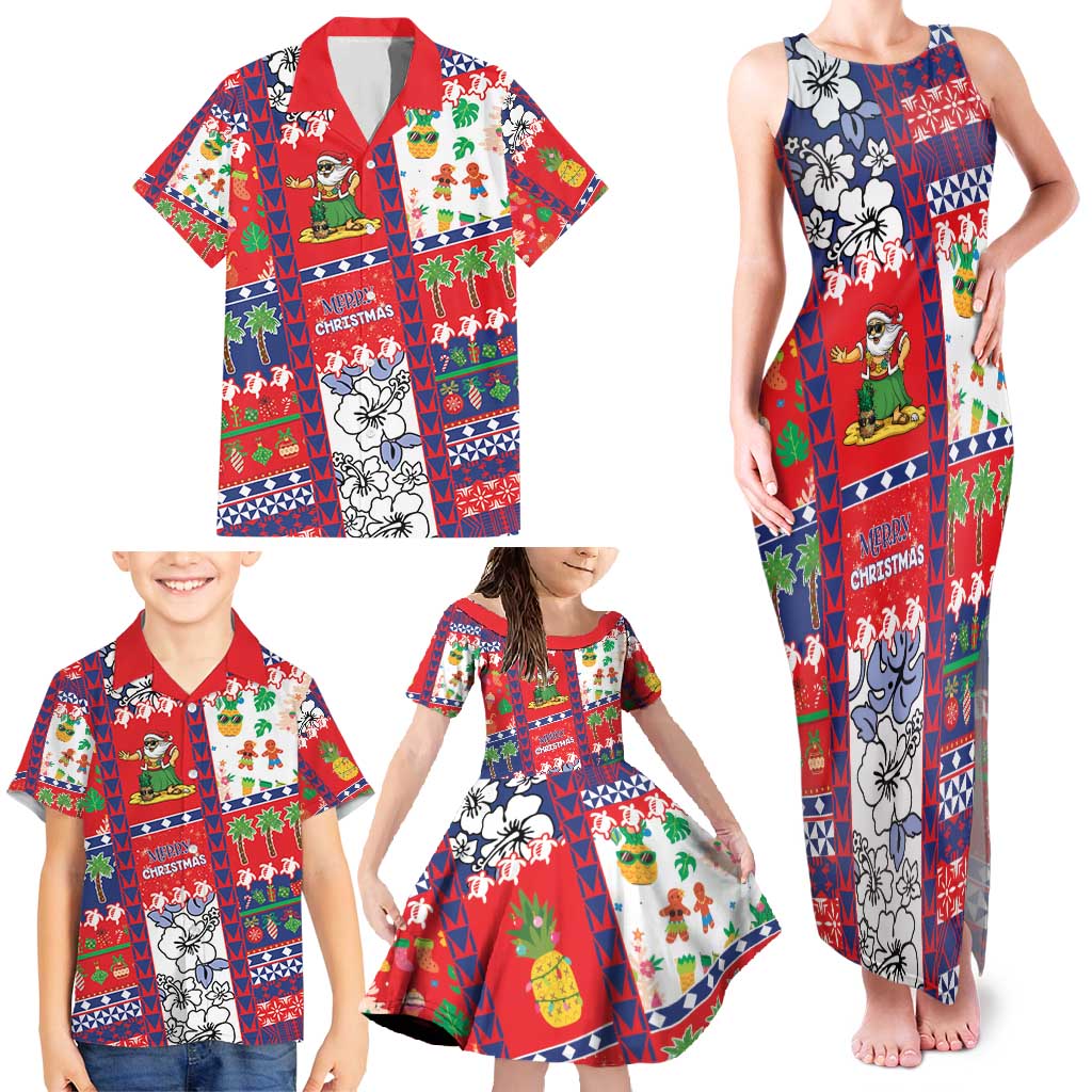 Wallis And Futuna Christmas Family Matching Tank Maxi Dress and Hawaiian Shirt Festive Beach Vibes - Polynesian Pride