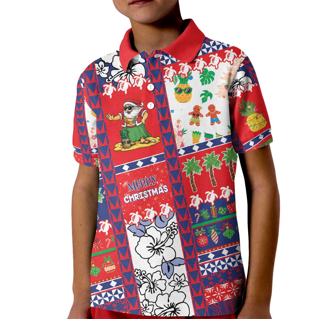 Wallis And Futuna Christmas Kid Polo Shirt Festive Beach Vibes - Polynesian Pride
