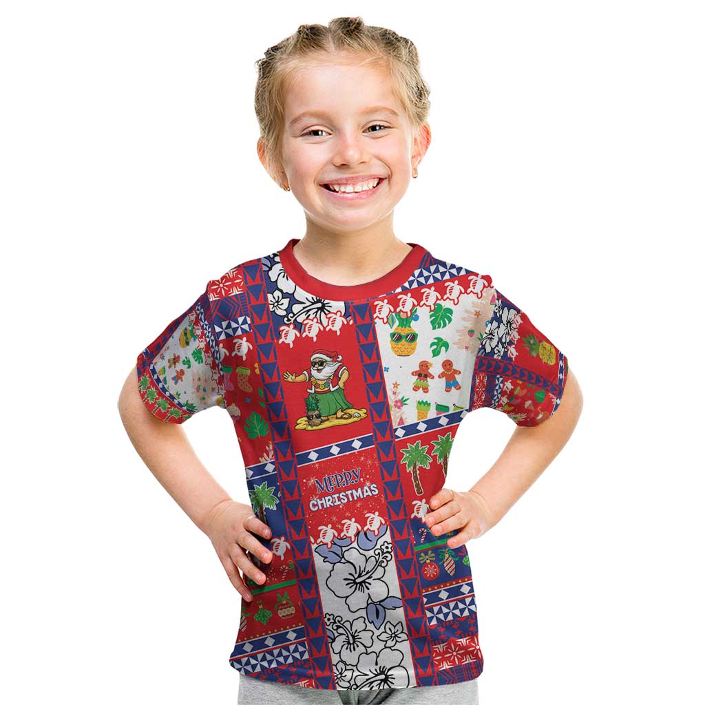 Wallis And Futuna Christmas Kid T Shirt Festive Beach Vibes - Polynesian Pride