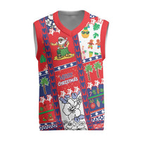 Wallis And Futuna Christmas Knitted V-Neck Vest Festive Beach Vibes - Polynesian Pride