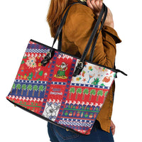 Wallis And Futuna Christmas Leather Tote Bag Festive Beach Vibes - Polynesian Pride