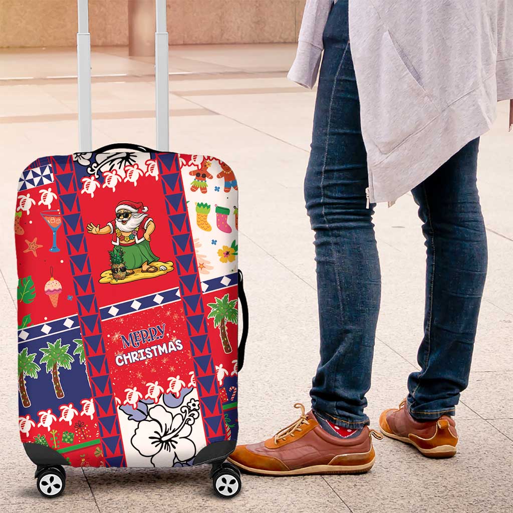 Wallis And Futuna Christmas Luggage Cover Festive Beach Vibes - Polynesian Pride