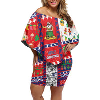 Wallis And Futuna Christmas Off Shoulder Short Dress Festive Beach Vibes - Polynesian Pride