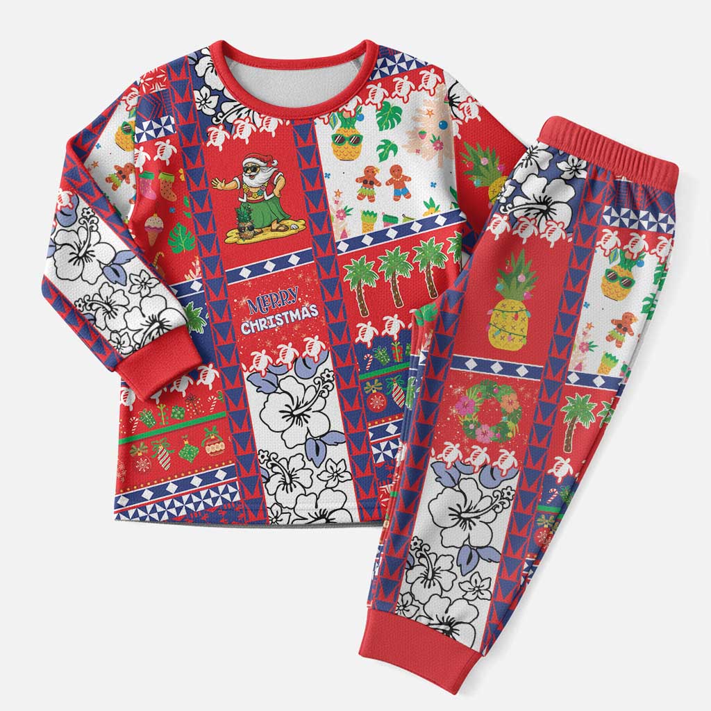 Wallis And Futuna Christmas Pajama Set Festive Beach Vibes - Polynesian Pride