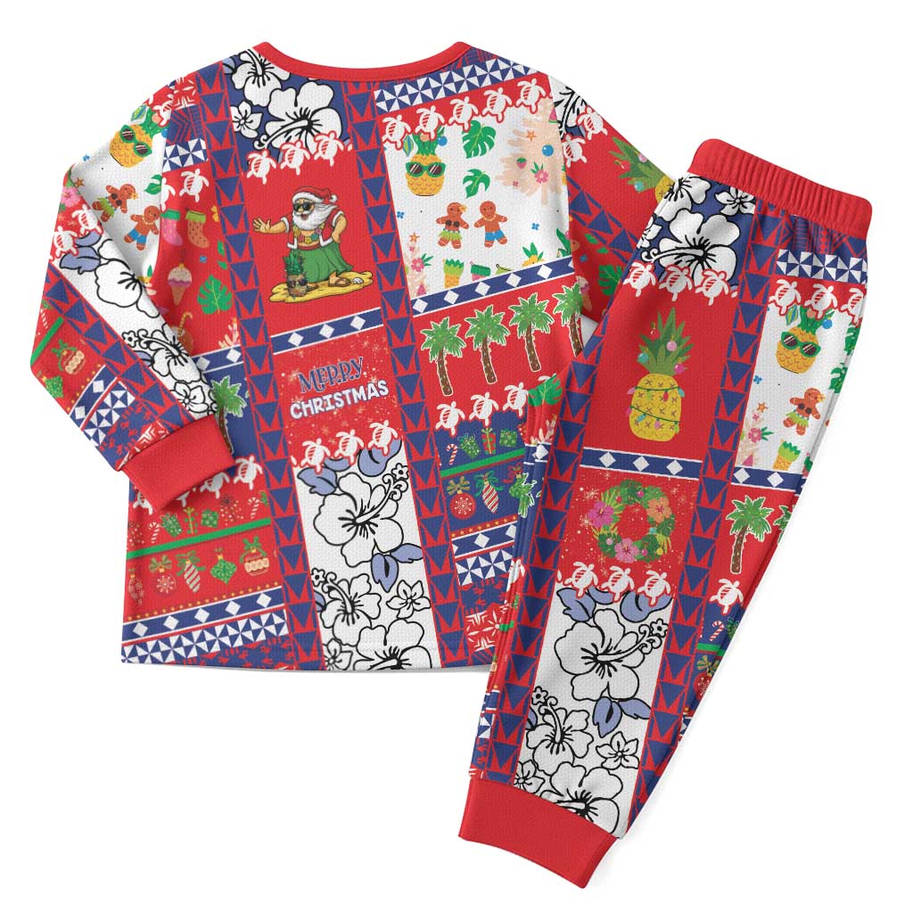 Wallis And Futuna Christmas Pajama Set Festive Beach Vibes - Polynesian Pride