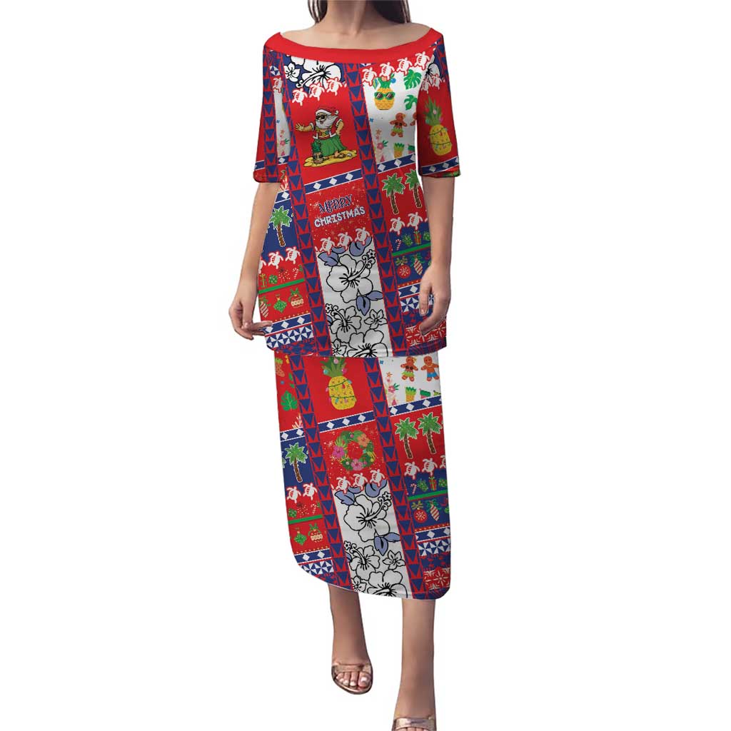 Wallis And Futuna Christmas Puletasi Festive Beach Vibes - Polynesian Pride