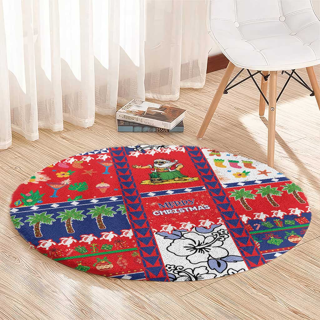 Wallis And Futuna Christmas Round Carpet Festive Beach Vibes - Polynesian Pride