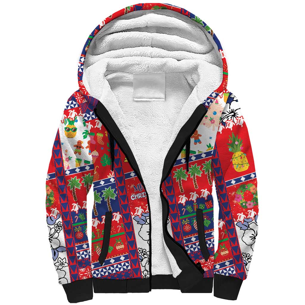 Wallis And Futuna Christmas Sherpa Hoodie Festive Beach Vibes - Polynesian Pride