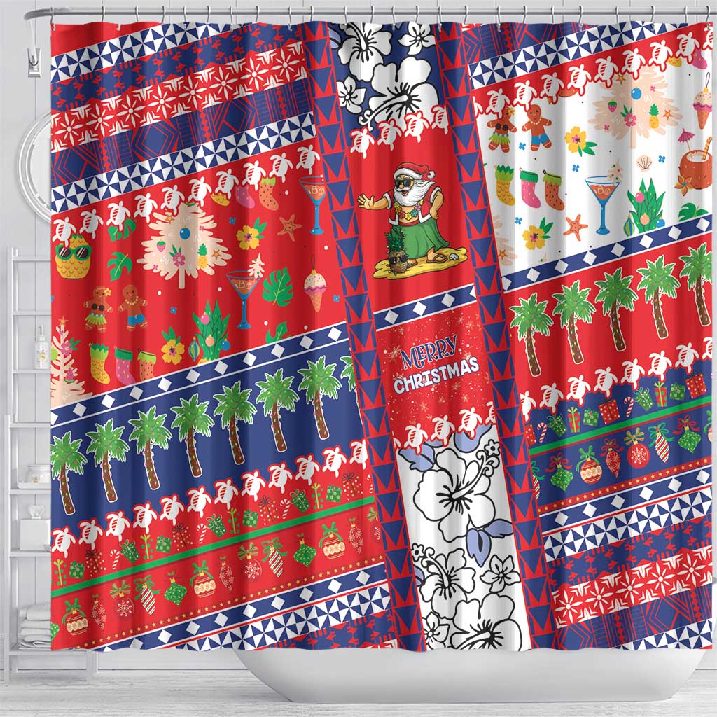 Wallis And Futuna Christmas Shower Curtain Festive Beach Vibes - Polynesian Pride