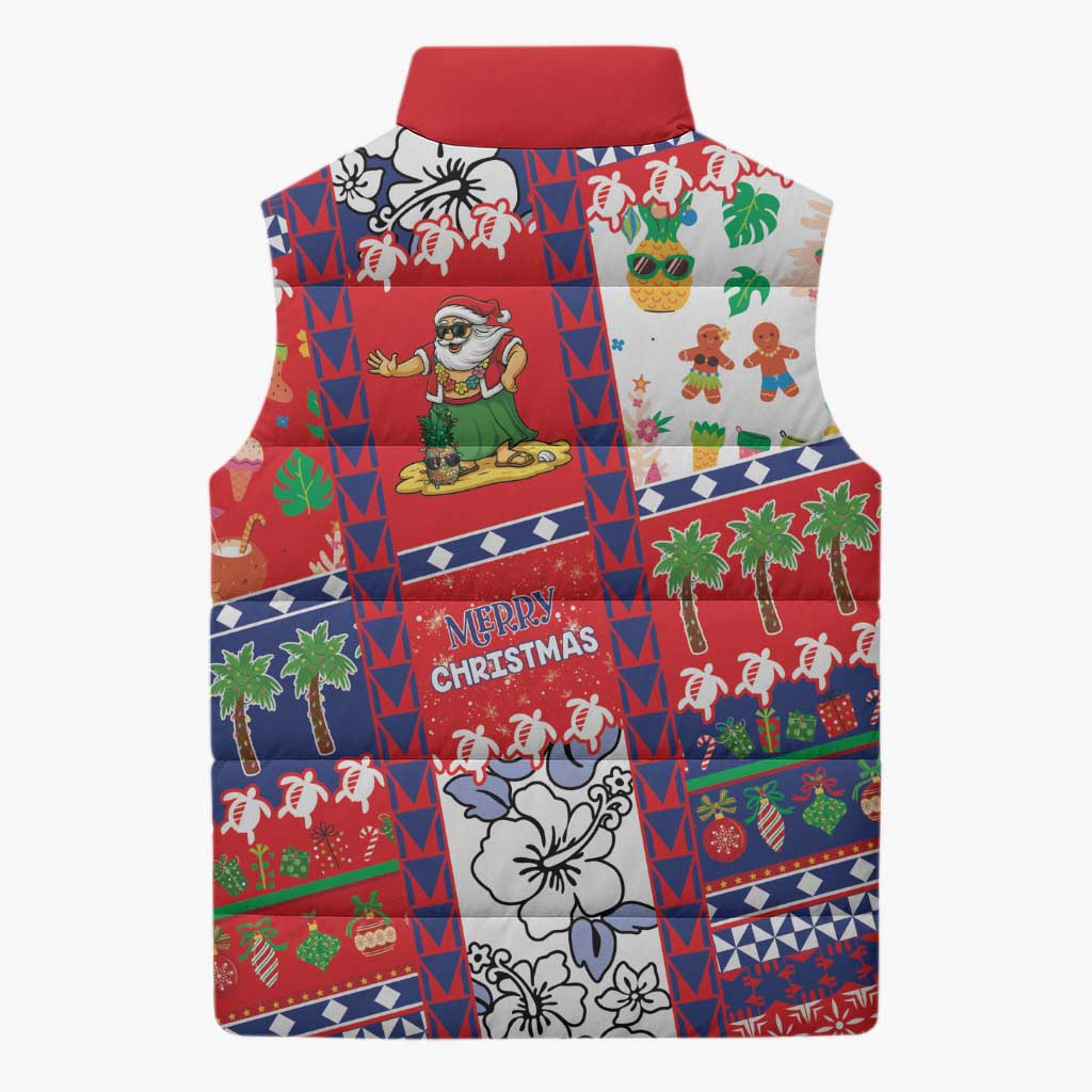 Wallis And Futuna Christmas Sleeveless Puffer Jacket Festive Beach Vibes - Polynesian Pride