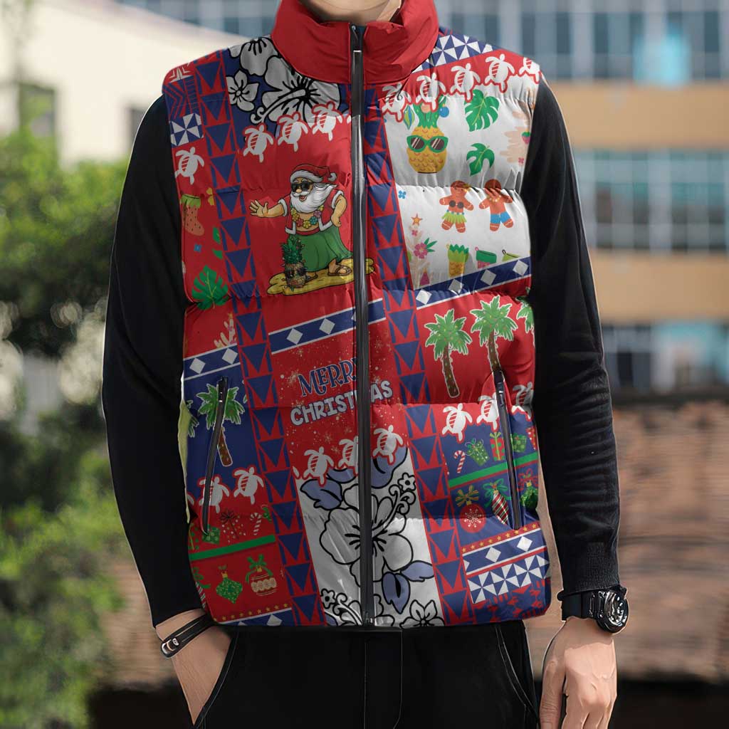 Wallis And Futuna Christmas Sleeveless Puffer Jacket Festive Beach Vibes - Polynesian Pride