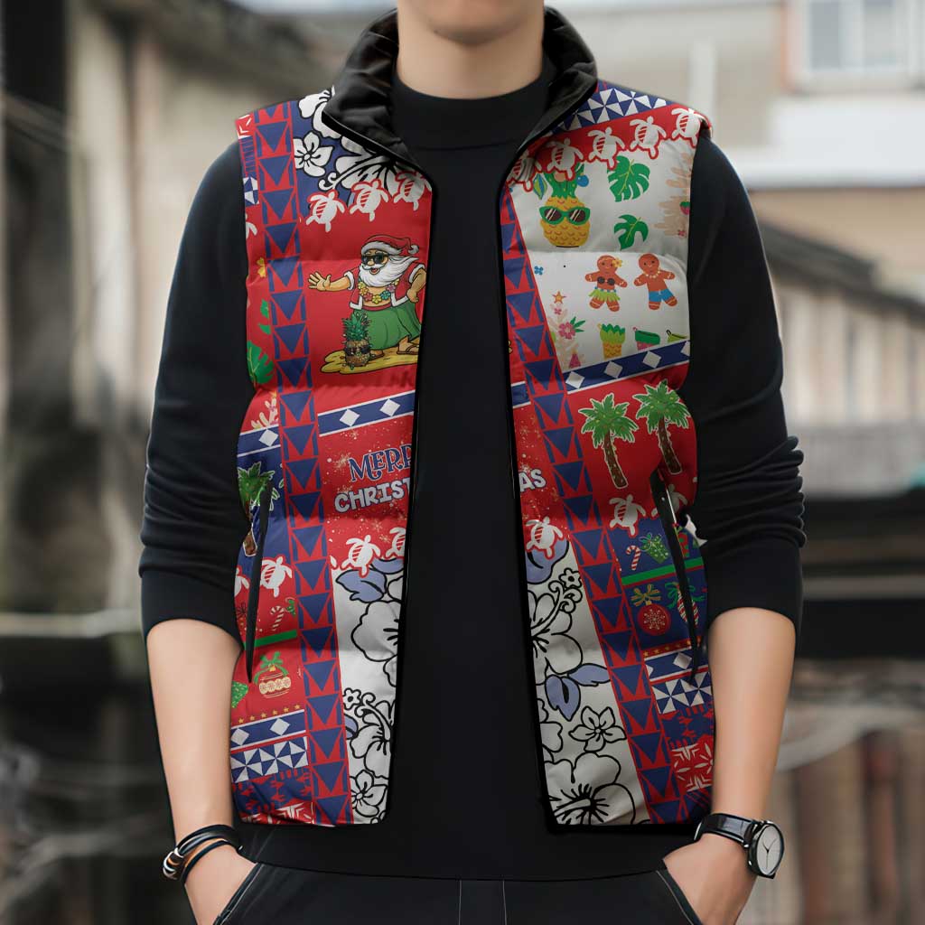 Wallis And Futuna Christmas Sleeveless Puffer Jacket Festive Beach Vibes - Polynesian Pride