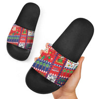Wallis And Futuna Christmas Slide Sandals Festive Beach Vibes - Polynesian Pride