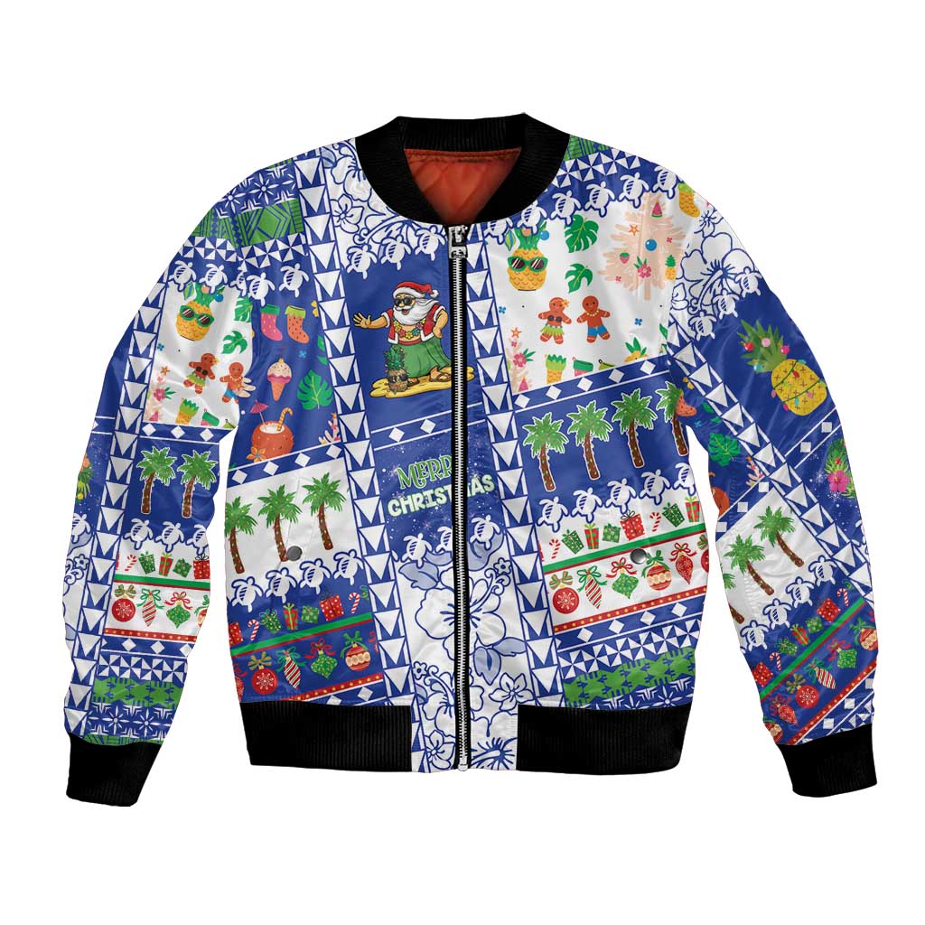 Northern Mariana Islands Christmas Bomber Jacket Festive Beach Vibes - Polynesian Pride