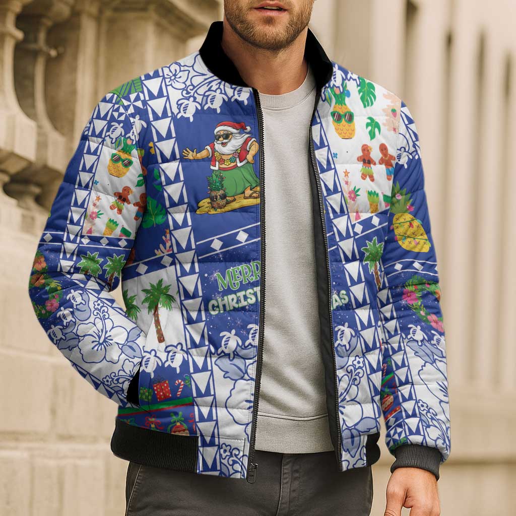 Northern Mariana Islands Christmas Bomber Puffer Jacket Festive Beach Vibes - Polynesian Pride