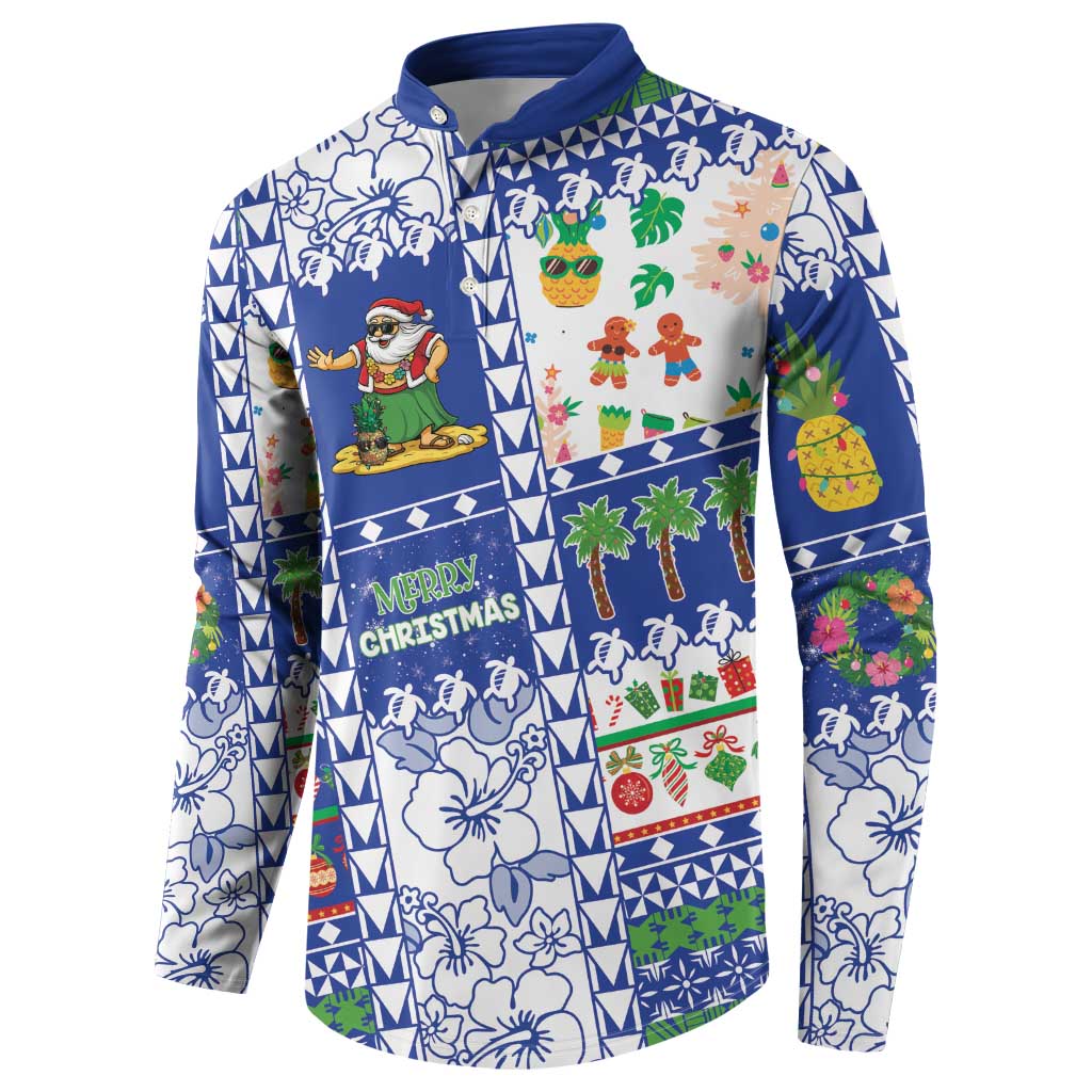 Northern Mariana Islands Christmas Button Sweatshirt Festive Beach Vibes - Polynesian Pride