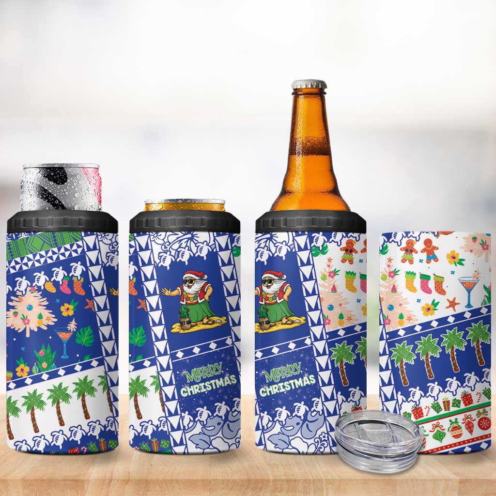 Northern Mariana Islands Christmas 4 in 1 Can Cooler Tumbler Festive Beach Vibes - Polynesian Pride