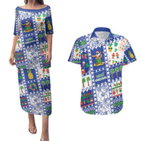 Northern Mariana Islands Christmas Couples Matching Puletasi and Hawaiian Shirt Festive Beach Vibes - Polynesian Pride