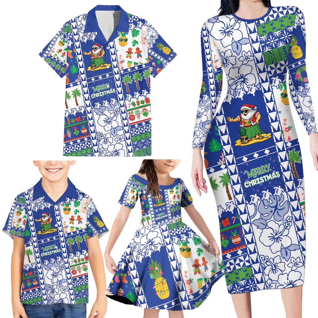 Northern Mariana Islands Christmas Family Matching Long Sleeve Bodycon Dress and Hawaiian Shirt Festive Beach Vibes - Polynesian Pride