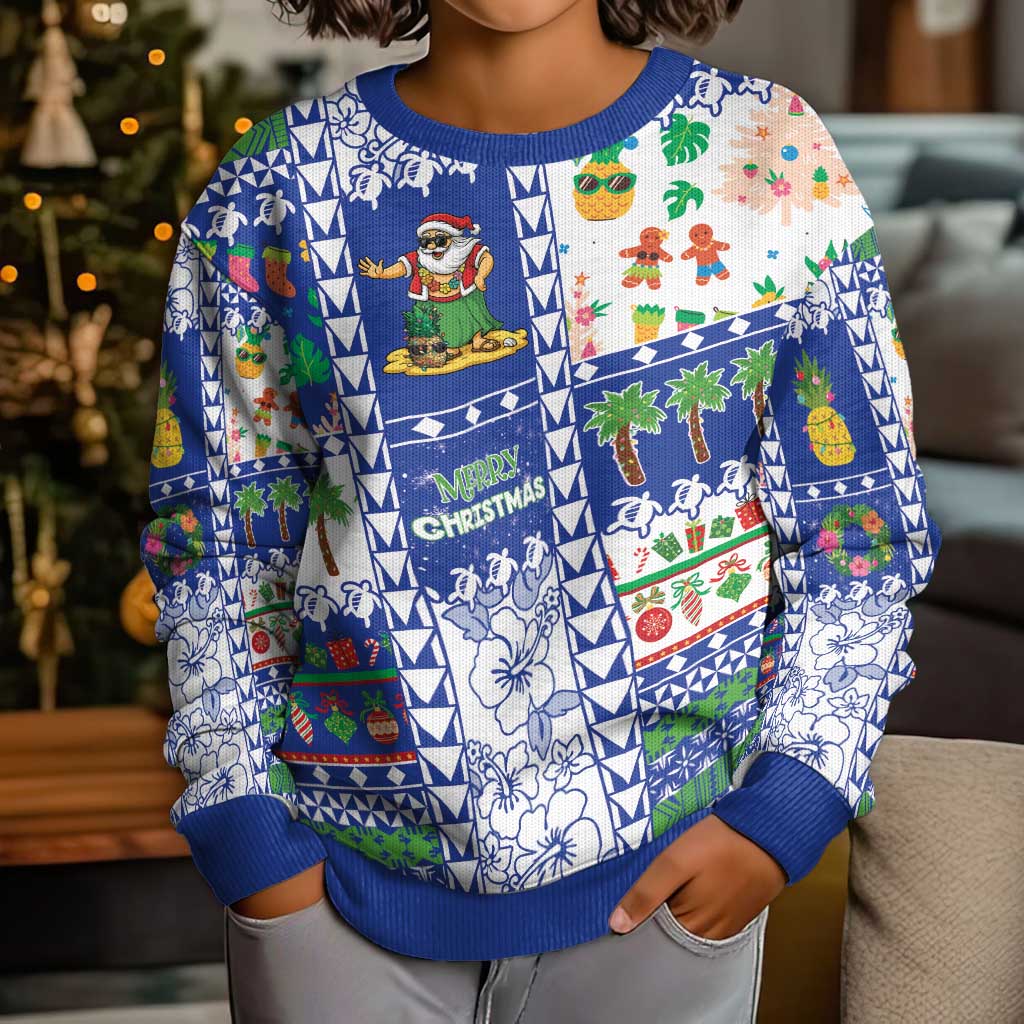 Northern Mariana Islands Christmas Kid Ugly Christmas Sweater Festive Beach Vibes - Polynesian Pride