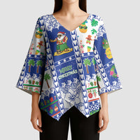 Northern Mariana Islands Christmas Kimono Sleeve Blouse Festive Beach Vibes - Polynesian Pride