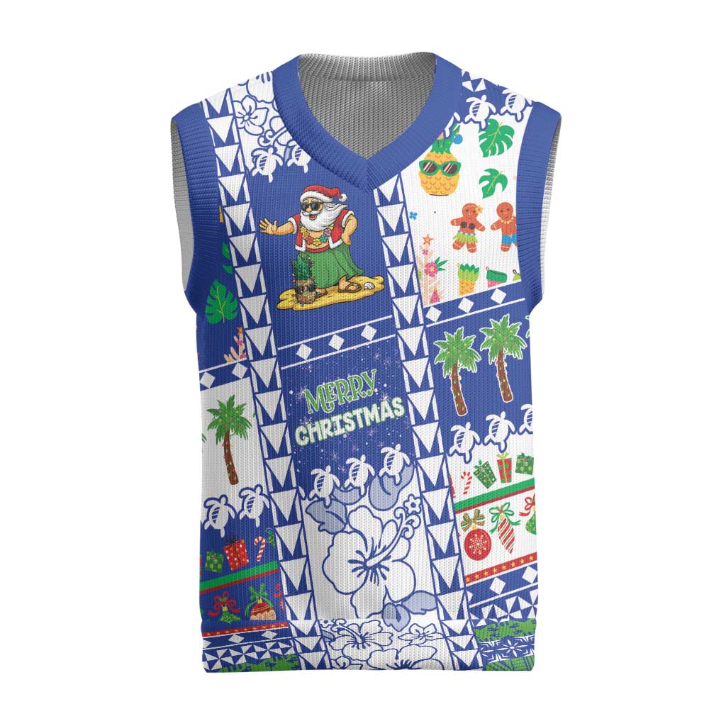 Northern Mariana Islands Christmas Knitted V-Neck Vest Festive Beach Vibes - Polynesian Pride