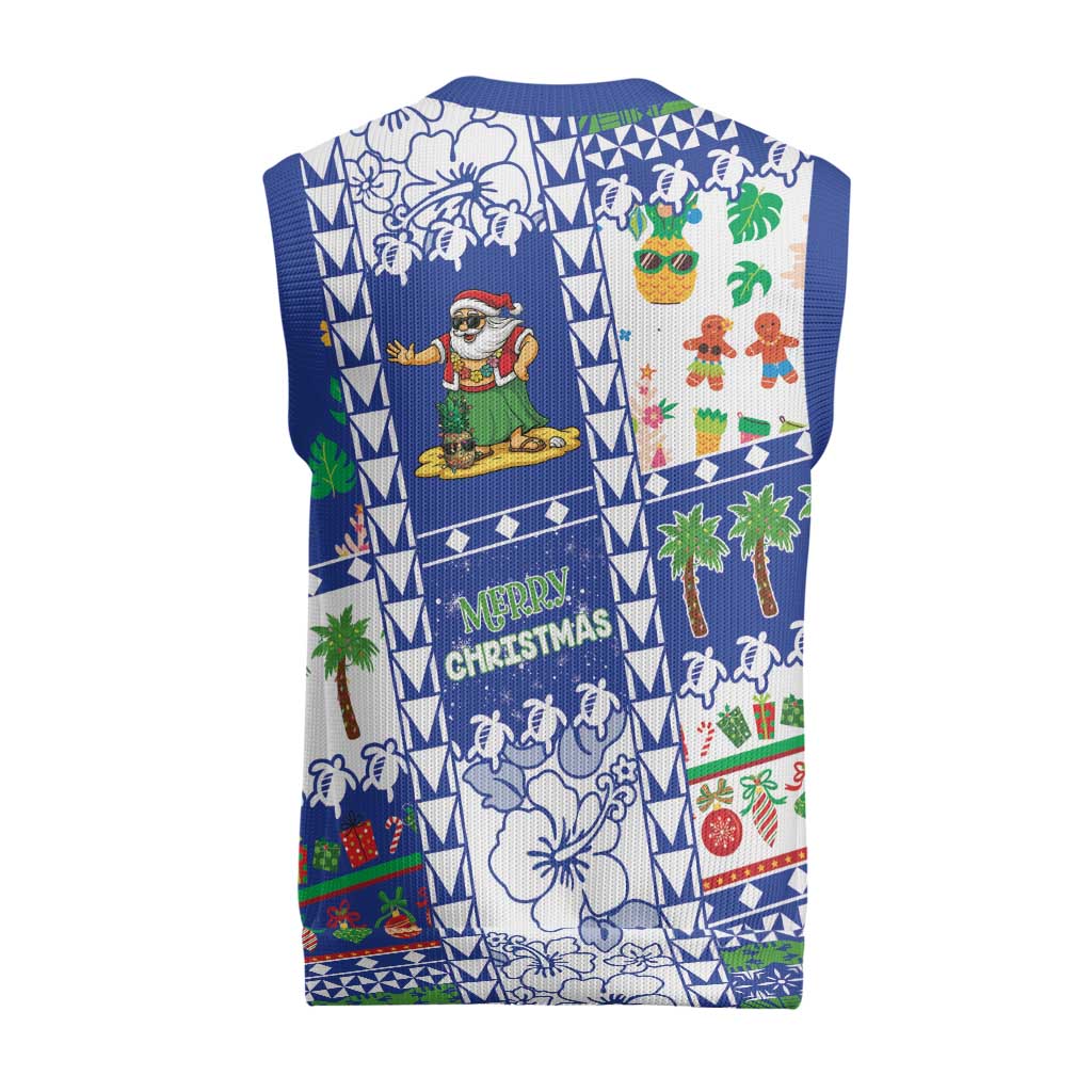 Northern Mariana Islands Christmas Knitted V-Neck Vest Festive Beach Vibes - Polynesian Pride