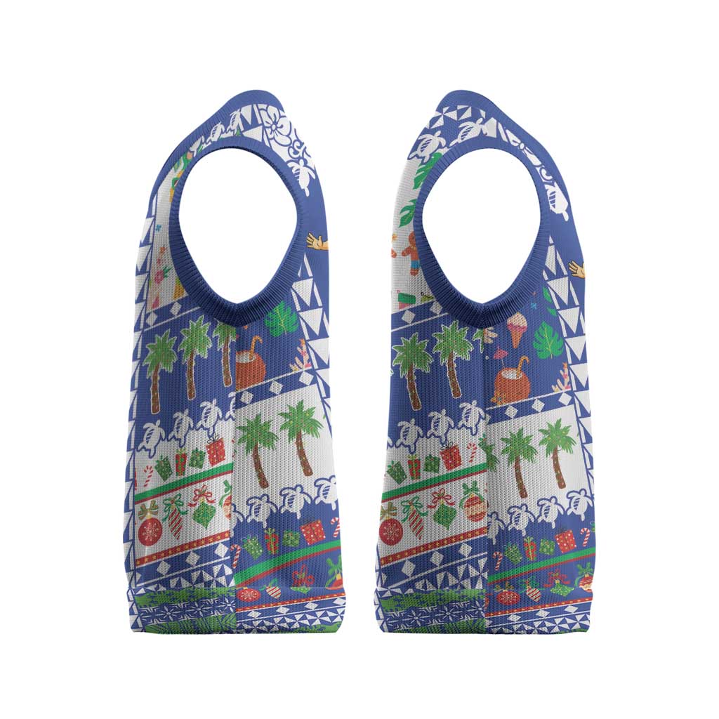 Northern Mariana Islands Christmas Knitted V-Neck Vest Festive Beach Vibes - Polynesian Pride