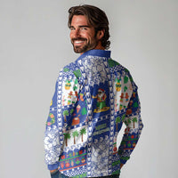 Northern Mariana Islands Christmas Long Sleeve Polo Shirt Festive Beach Vibes - Polynesian Pride
