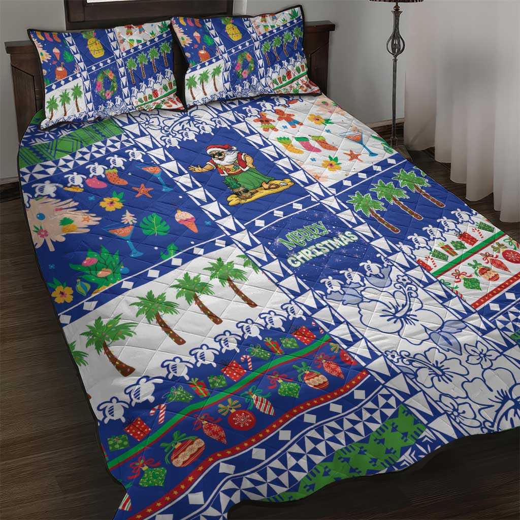 Northern Mariana Islands Christmas Quilt Bed Set Festive Beach Vibes - Polynesian Pride