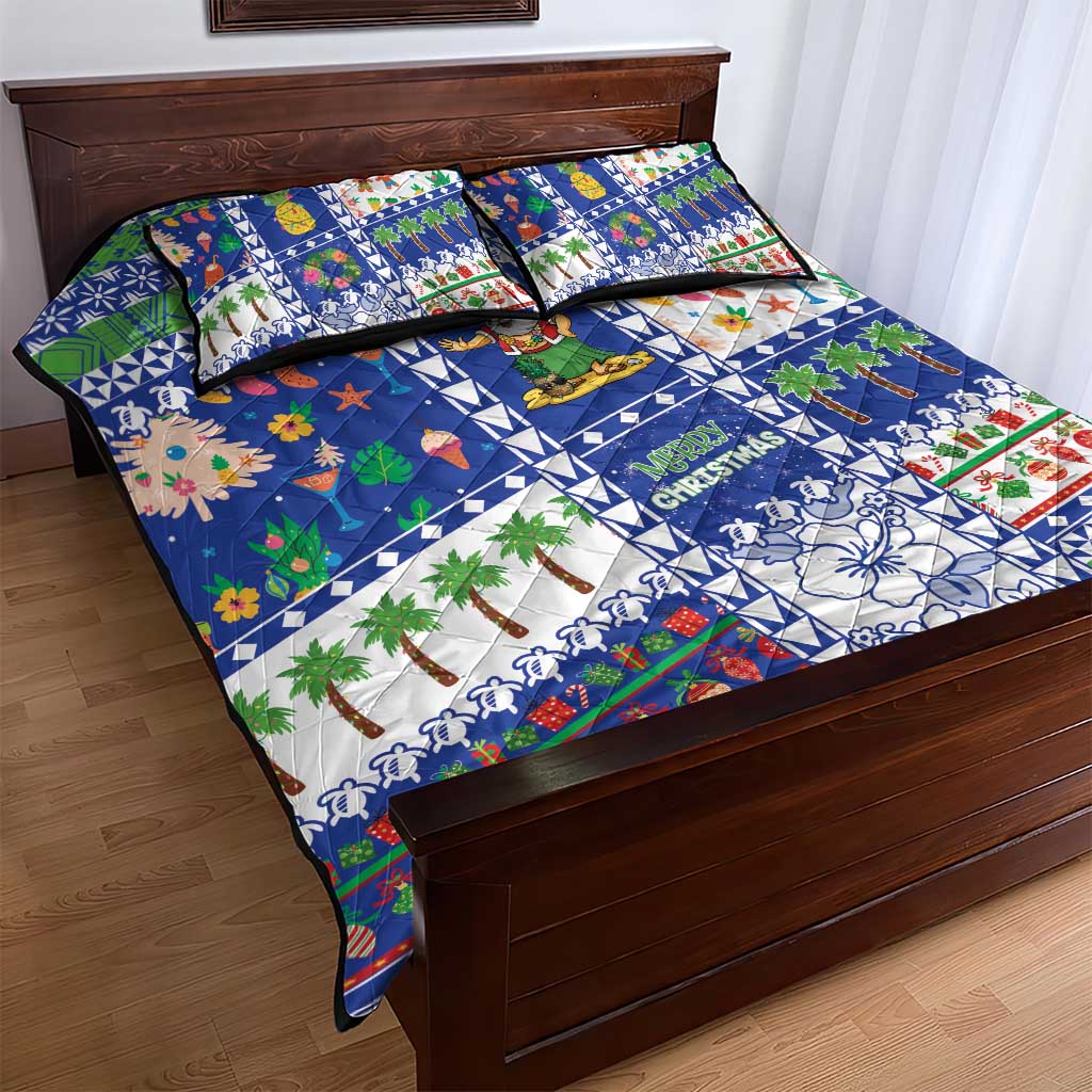 Northern Mariana Islands Christmas Quilt Bed Set Festive Beach Vibes - Polynesian Pride