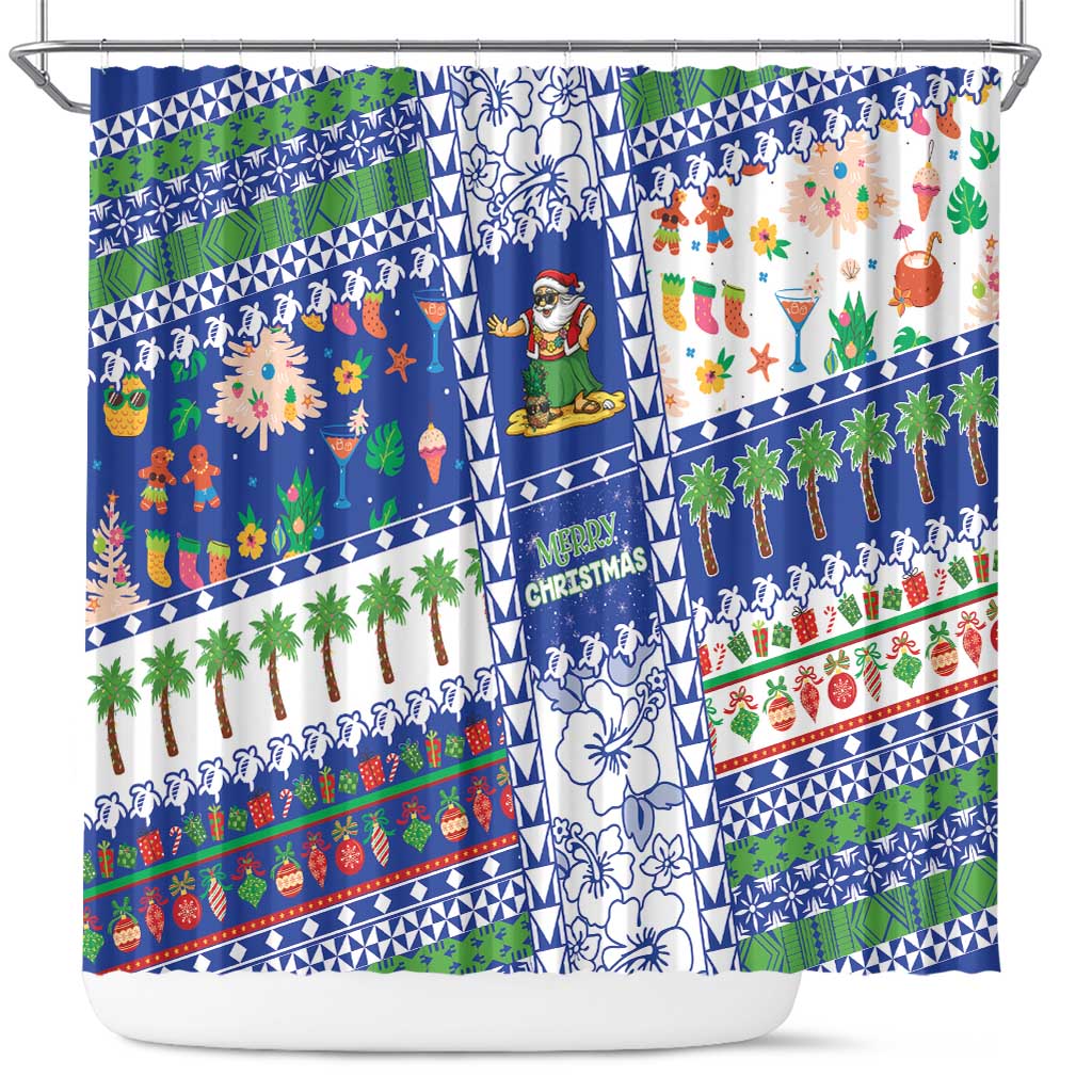 Northern Mariana Islands Christmas Shower Curtain Festive Beach Vibes - Polynesian Pride