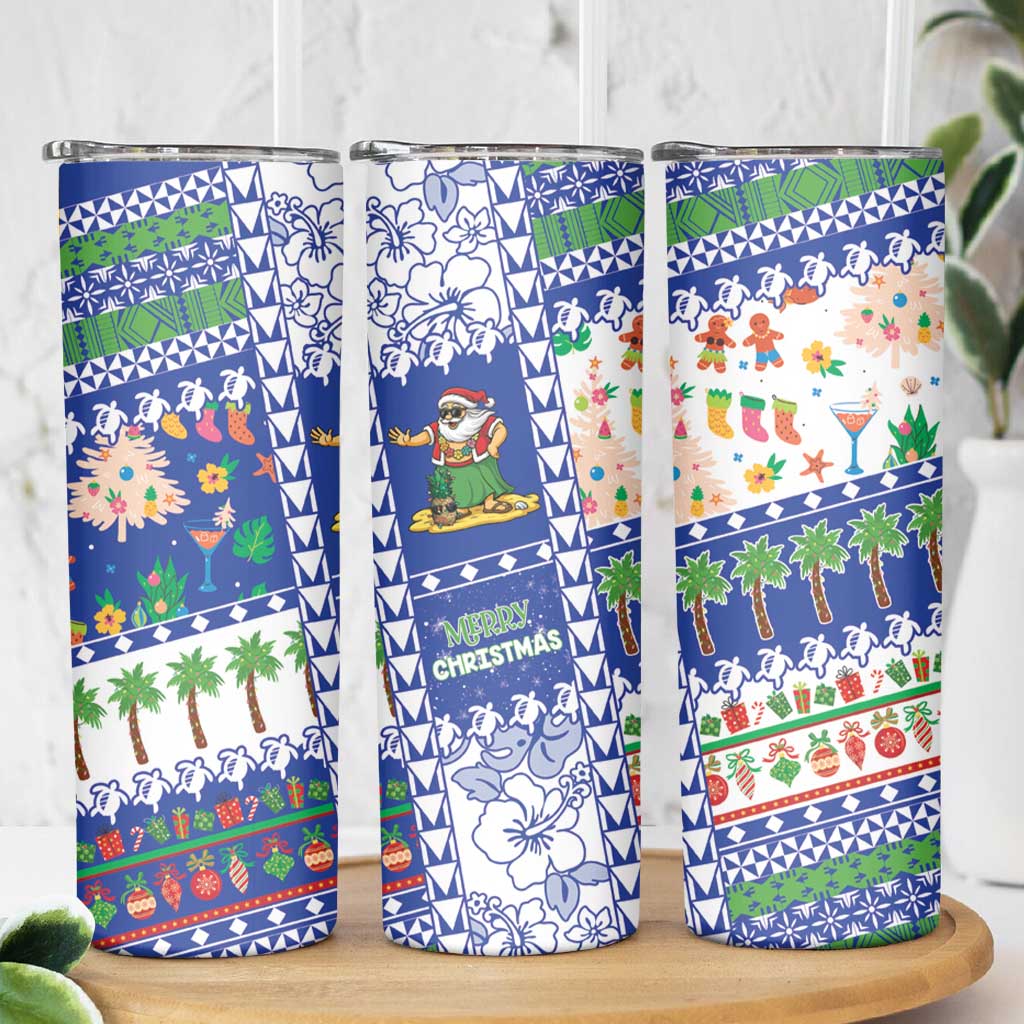 Northern Mariana Islands Christmas Skinny Tumbler Festive Beach Vibes - Polynesian Pride