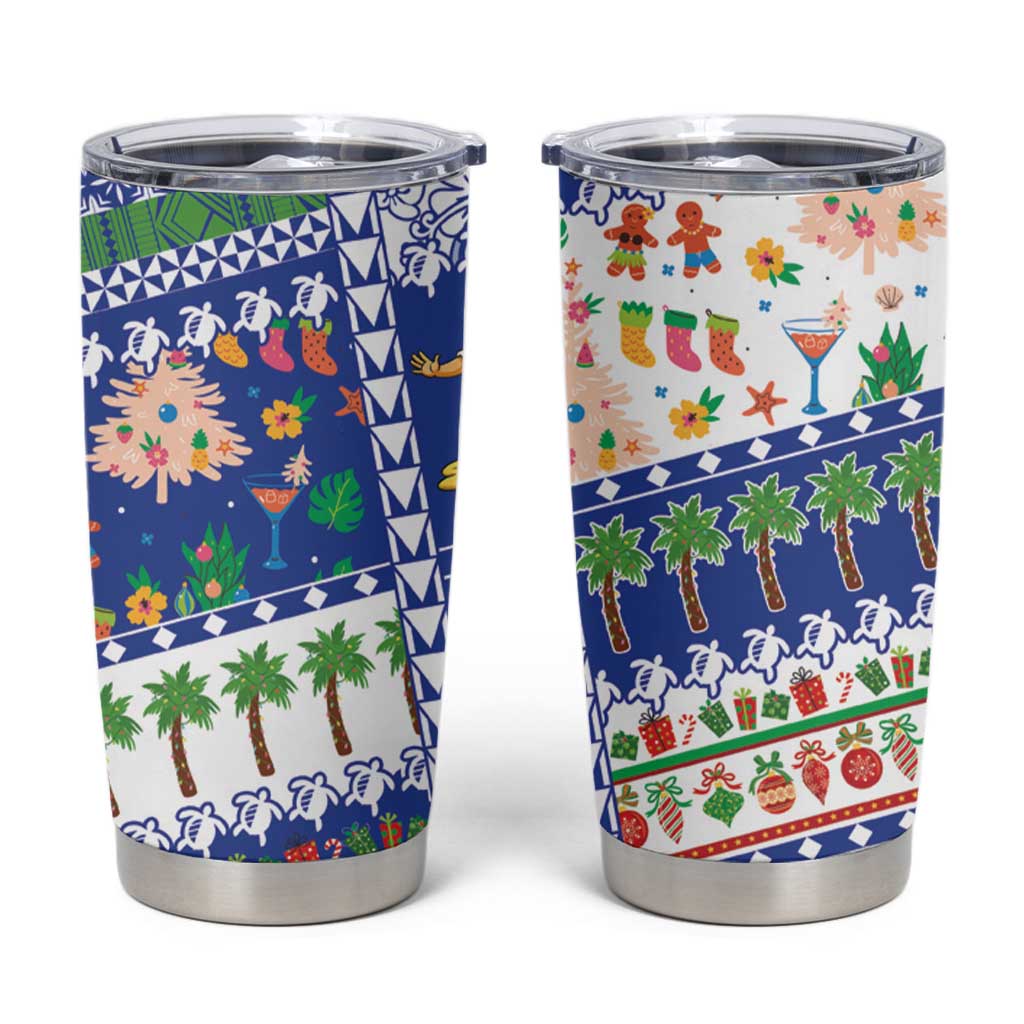 Northern Mariana Islands Christmas Tumbler Cup Festive Beach Vibes - Polynesian Pride
