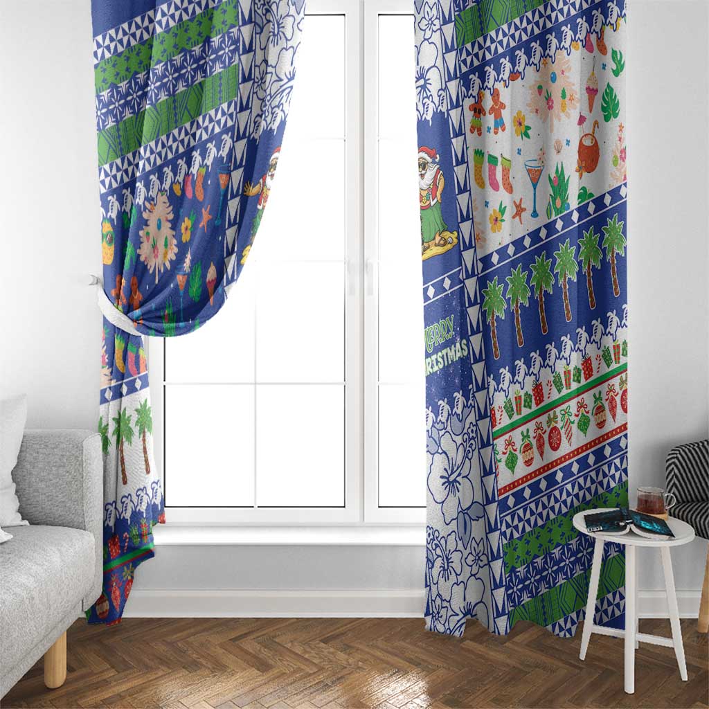 Northern Mariana Islands Christmas Window Curtain Festive Beach Vibes - Polynesian Pride